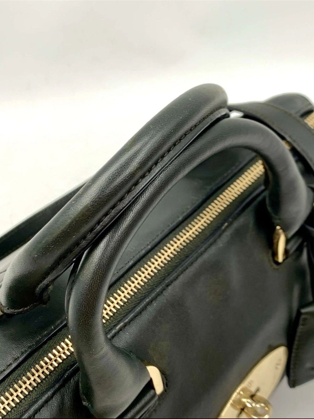 Mulberry Black Leather Satchel with Gold-Tone Plaque - Picture 12 of 14